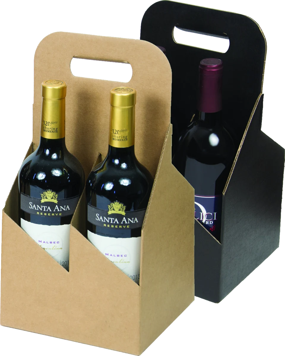 4 Wine Bottle Cardboard Carrier 100/Box